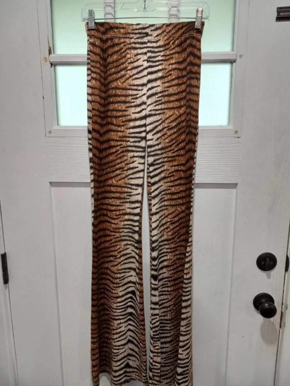 Besties Ladies Animal Print Bell Bottom Flare Leg Pants Size Small